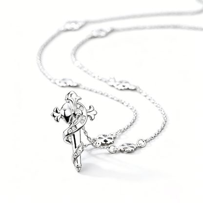 Elegant Fashion Clavicle Religious Cross Snake Cubic Zirconia 925 Sterling Silver Necklace O Chain Station Necklace