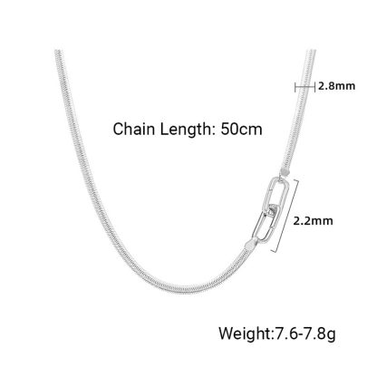 Geometric Snake Solid 925 Sterling Silver Oval Link Clasp Chain Minimalist Layering Collarbone Necklace