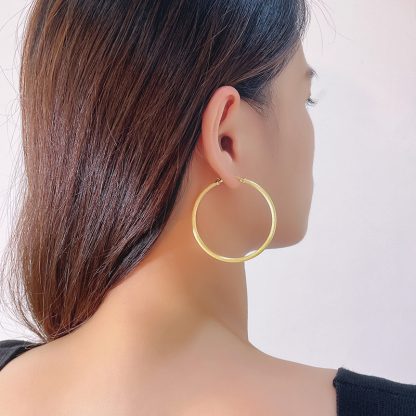 Geometric 925 Sterling Silver Round Matte Frosted Circle Hoop Earrings