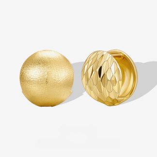 Modern Minimalist Fashion Jewelry Geometric Brushed Matte And Diamond Cut Laser Texture Hinged Clip  Round Dome Pure Metal 925 Sterling Silver Earrings