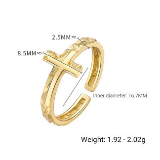 Cross Design Textured Wrinkle Pattern 925 Sterling Silver Adjustable Ring