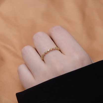 Classic Geometry Round Rhombus CZ 925 Sterling Silver Ring