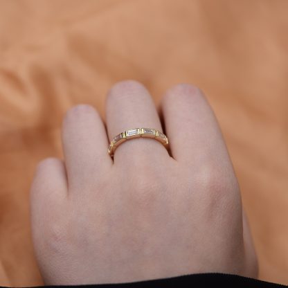Modern Geometry Baguette Rectangle CZ 925 Sterling Silver Ring