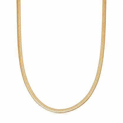 Minimalist Flat Herringbone Snake Chain Pure Metal 925 Sterling Silver Choker Necklace
