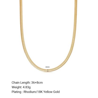 Minimalist Flat Herringbone Snake Chain Pure Metal 925 Sterling Silver Choker Necklace