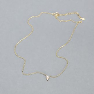 Mini Pearl And Clear Cubic Zirconia Pendant Necklace 925 Sterling Silver Delicate Clavicle Chain Adjustable Necklace For Women Minimalist Elegant Fashion Daily Wear Anniversary Gift Jewelry