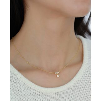 Snowflake Inspired Cubic Zirconia Drop 925 Sterling Silver Delicate Clavicle Chain Necklace