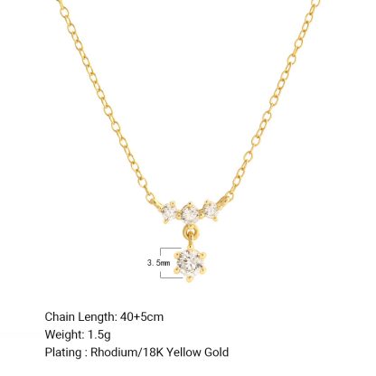 Snowflake Inspired Cubic Zirconia Drop 925 Sterling Silver Delicate Clavicle Chain Necklace