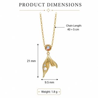 Mermaid Tail Pearl 925 Sterling Silver Necklace Semi Transparent Round Decorative Fashion Simple Pendant Necklace