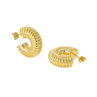 Fashion Letter C Shape Spring 999 Sterling Silver Electroforming Stud Earrings