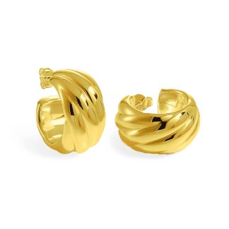 999 Sterling Silver Electroforming Chunky Geometric Statement Hoops Lightweight Twisted Earrings