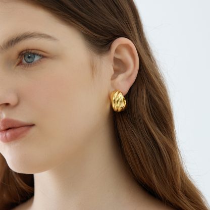 999 Sterling Silver Electroforming Chunky Geometric Statement Hoops Lightweight Twisted Earrings