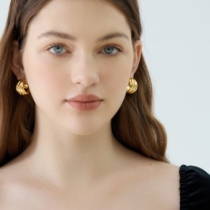 999 Sterling Silver Electroforming Chunky Geometric Statement Hoops Lightweight Twisted Earrings