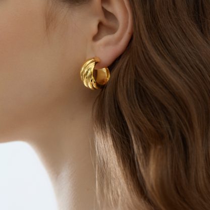 999 Sterling Silver Electroforming Chunky Geometric Statement Hoops Lightweight Twisted Earrings