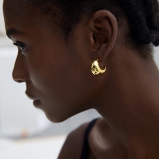 Modern Thickness S999 Sterling Silver Electroforming Huggie Hoop Earrings