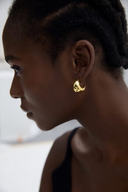 Modern Thickness S999 Sterling Silver Electroforming Huggie Hoop Earrings