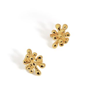 Chunky Jewelry Electroforming Lady’s Casual Irregular Fireworks S999 Sterling Silver Luxury Stud Earrings