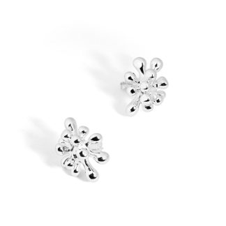 Chunky Jewelry Electroforming Lady’s Casual Irregular Fireworks S999 Sterling Silver Luxury Stud Earrings