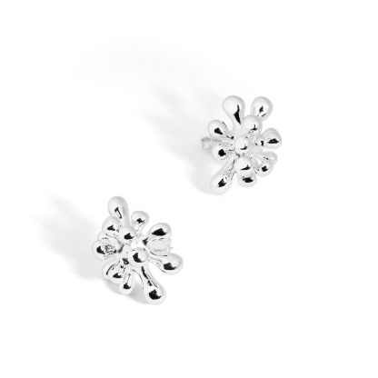 Chunky Jewelry Electroforming Lady's Casual Irregular Fireworks S999 Sterling Silver Luxury Stud Earrings