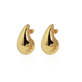 Casual Middle Drop Water S999 Sterling Silver Stud Earrings Electroforming
