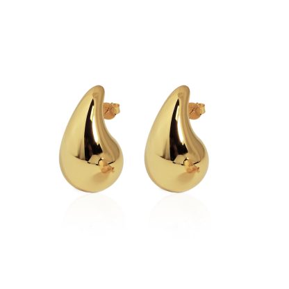 Casual Middle Drop Water S999 Sterling Silver Stud Earrings Electroforming