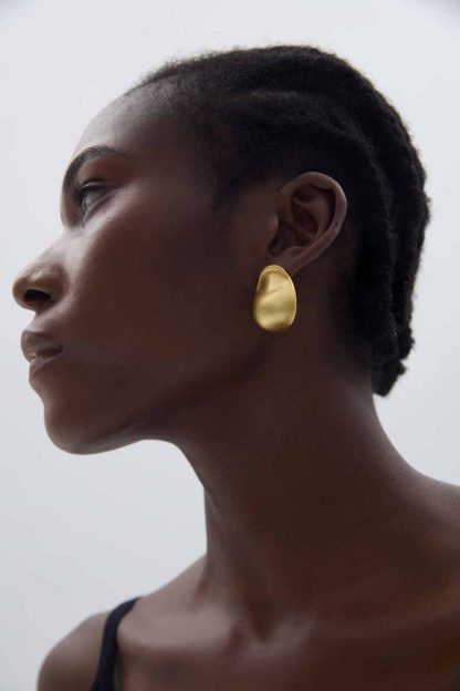 Chunky Jewelry Electroforming Women Geometry Irregular Oval S999 Sterling Silver Hypoallergenic Stud Extra Large Earrings