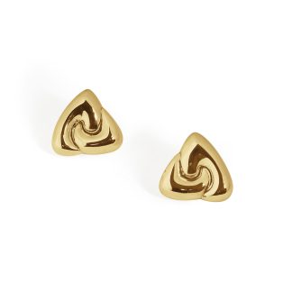 Fine Jewelry Women Electroforming Women Modern Geometry Rotating Triangle S999 Sterling Silver  Chunky Stud Earrings