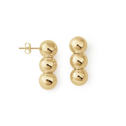 Chunky Jewelry Electroforming Hollow Office Round Beads S999 Sterling Silver Gold Plated Big Statement Earrings