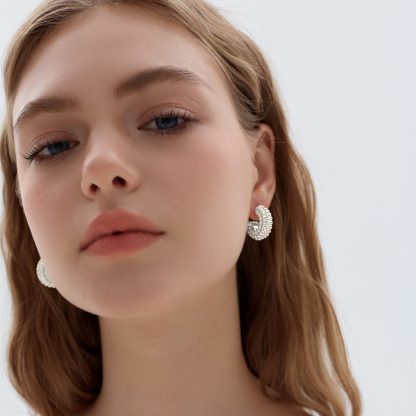 Chunky Office Electroforming Large Light Bold Look Exaggerated Jewelry Extra 999 Sterling Silver Round Hoop Earrings