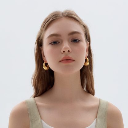 Fashion Jewelry Chunky Electroforming Irregular Pattern 999 Sterling Silver Large Statement Hoop Earrings