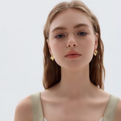 Exaggerated Jewelry Chunky Electroforming Geometry Fashion Square Cone 999 Sterling Silver Stud Earrings