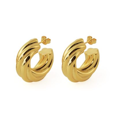 Exaggerated Hollow Chunky Electroforming Elegant Twsited 999 Sterling Silver Statement Jewelry Mini Round Hoop Earrings
