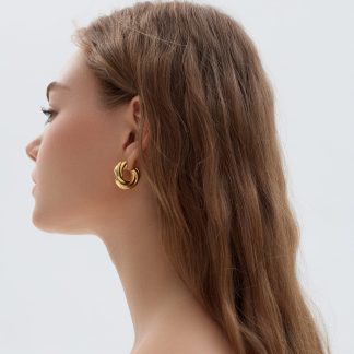 Exaggerated Hollow Chunky Electroforming Elegant Twsited 999 Sterling Silver Statement Jewelry Mini Round Hoop Earrings