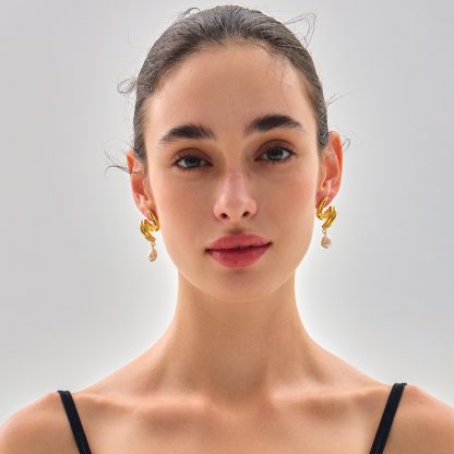 Large Irregular Natural Pearl Knot Lightweight 999 Sterling Silver Stud Fine Jewelry Earrings for Women(Pre-Sale) Electroforming