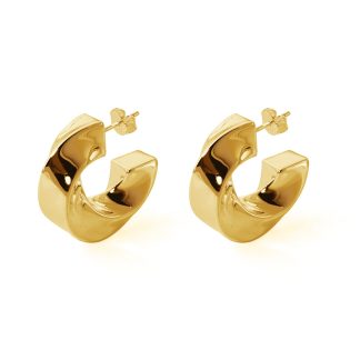 Exaggerated Hollow Chunky Statement Jewelry Electroforming Classic Twisted C Shape 999 Sterling Silver Hoop Earrings