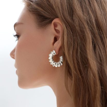 Hollow Chunky Electroforming Earrings Large Light 999 Sterling Silver Exaggerated Jewelry Bold Extra Large Statement Earrings