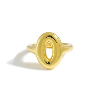 Women Daily Wear Chic 999 Pure Silver Casual gold-plated Round Doughnut Electroforming Adjustable Statement Ring