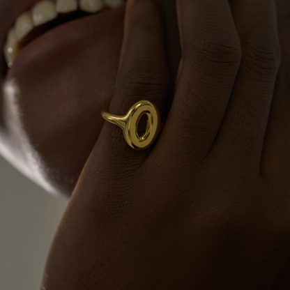 Women Daily Wear Chic 999 Pure Silver Casual gold-plated Round Doughnut Electroforming Adjustable Statement Ring