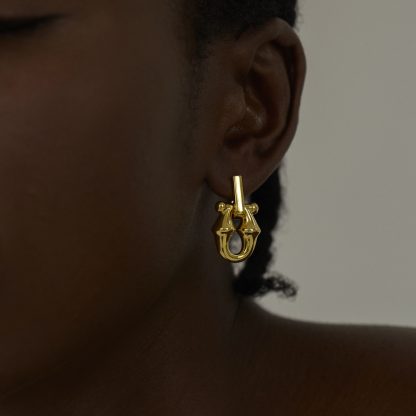 Stylish 999 Pure Silver Masculine Exclusive Geometry Electroforming Hollow Chunky Large Stud Earrings