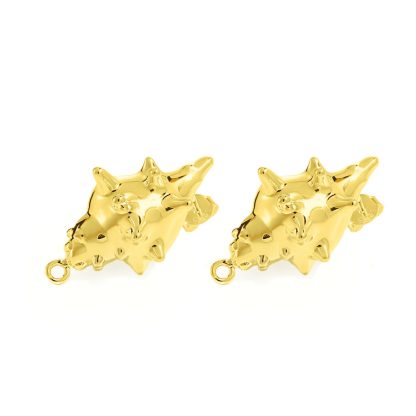 Fashion Jewelry For Women Trendy 999 Pure Silver Electroforming Yellow gold-plated Irregular Lightweight Huge Conch Statement Stud Earrings