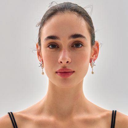 Fashion Jewelry For Women Trendy 999 Pure Silver Electroforming Yellow gold-plated Irregular Lightweight Huge Conch Statement Stud Earrings