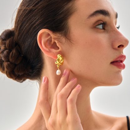 Women Daily Fashion Jewelry Trendy 999 Pure Silver Irregular Hollow Knots Lightweight Electroforming Chunky Huge Statement Earrings