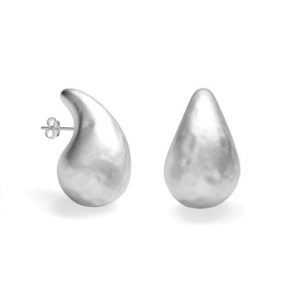 Party Large Irregular Textured Water Drop 999 Sterling Silver Statement Designer Jewelry Stud Earrings for Women Electroforming