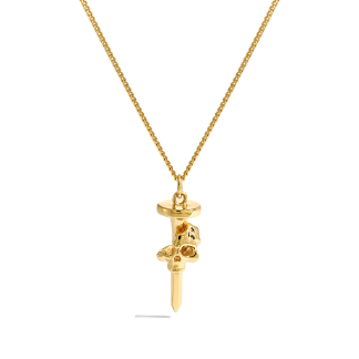 Modern Skull Head Nail 925 Sterling Silver Necklace