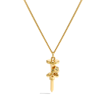 Modern Skull Head Nail 925 Sterling Silver Necklace