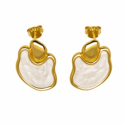 Irregularly Shaped Colored Enamel 925 Silver Earrings