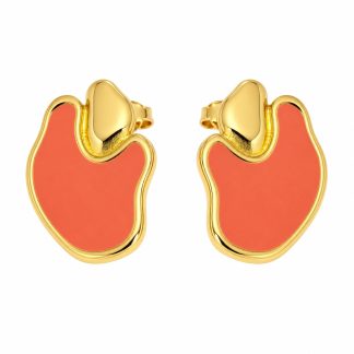Irregularly Shaped Colored Enamel 925 Silver Earrings