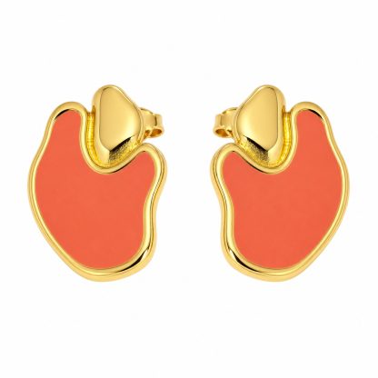 Irregularly Shaped Colored Enamel 925 Silver Earrings
