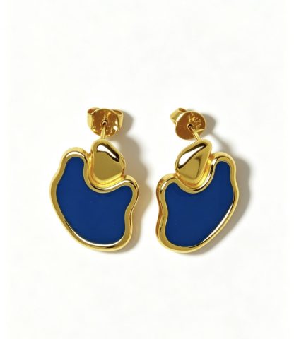 Irregularly Shaped Colored Enamel 925 Silver Earrings