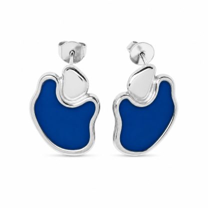 Irregularly Shaped Colored Enamel 925 Silver Earrings